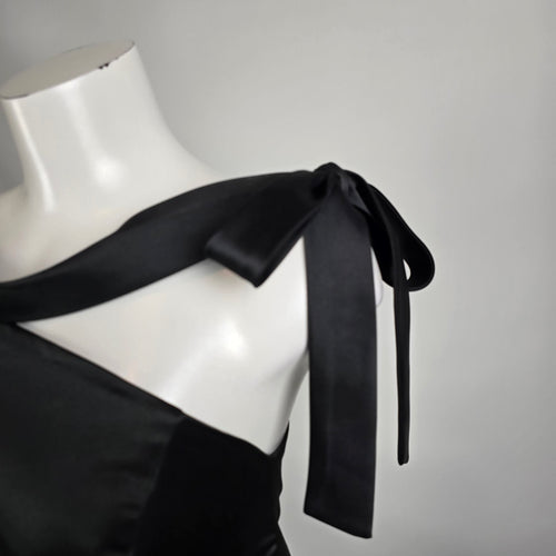 Light In The Box Black One Shoulder Bow Detail Long Gown Size S