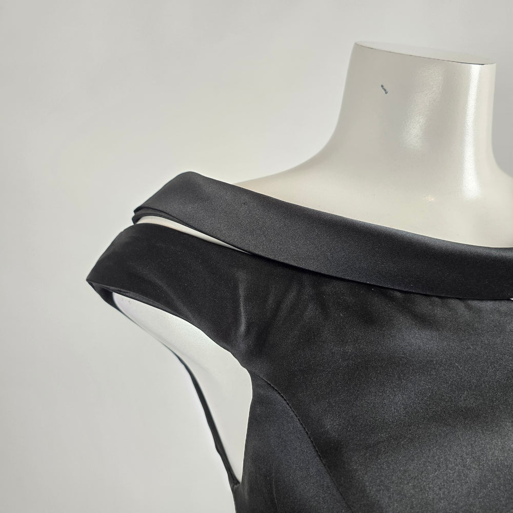 Light In The Box Black One Shoulder Bow Detail Long Gown Size S