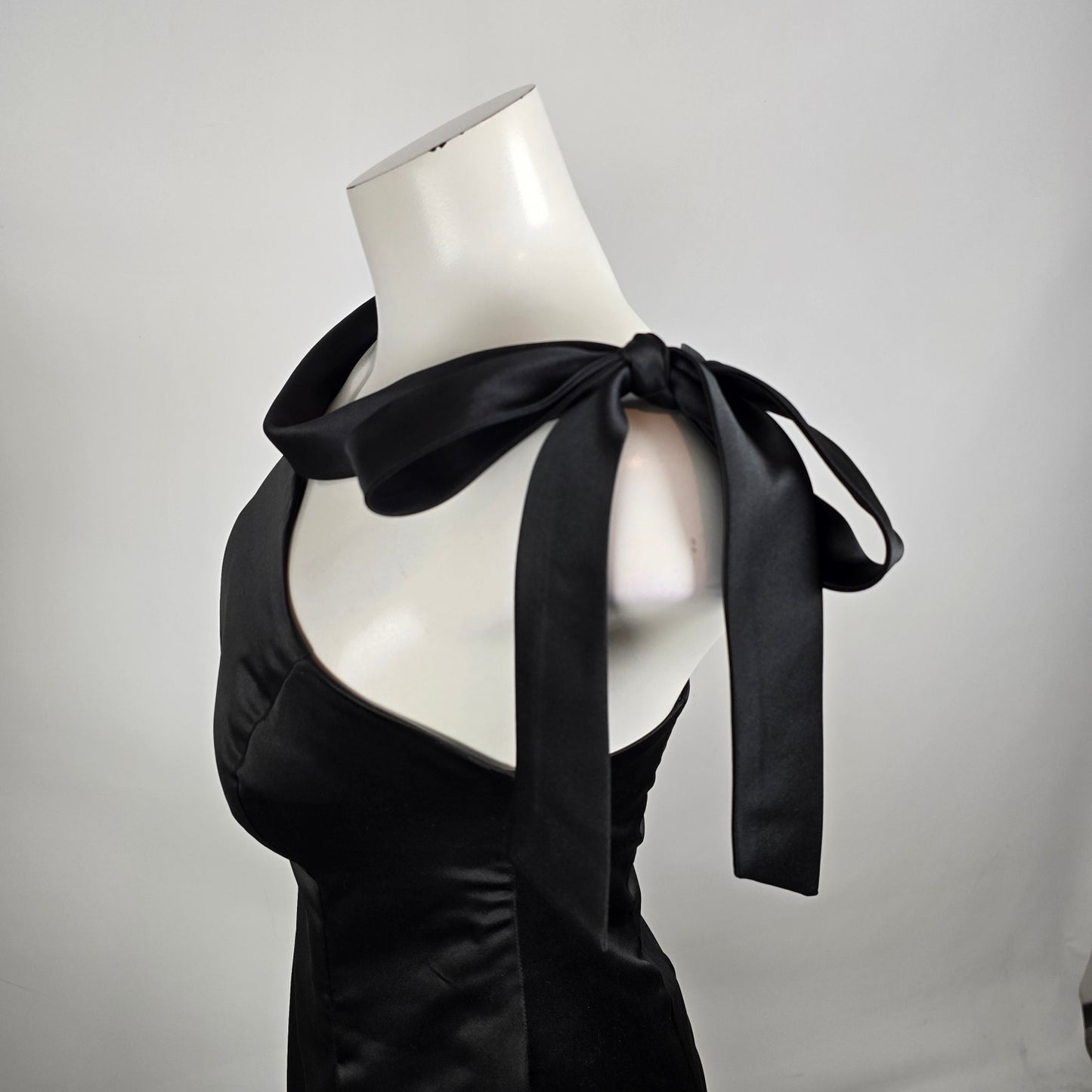 Light In The Box Black One Shoulder Bow Detail Long Gown Size S