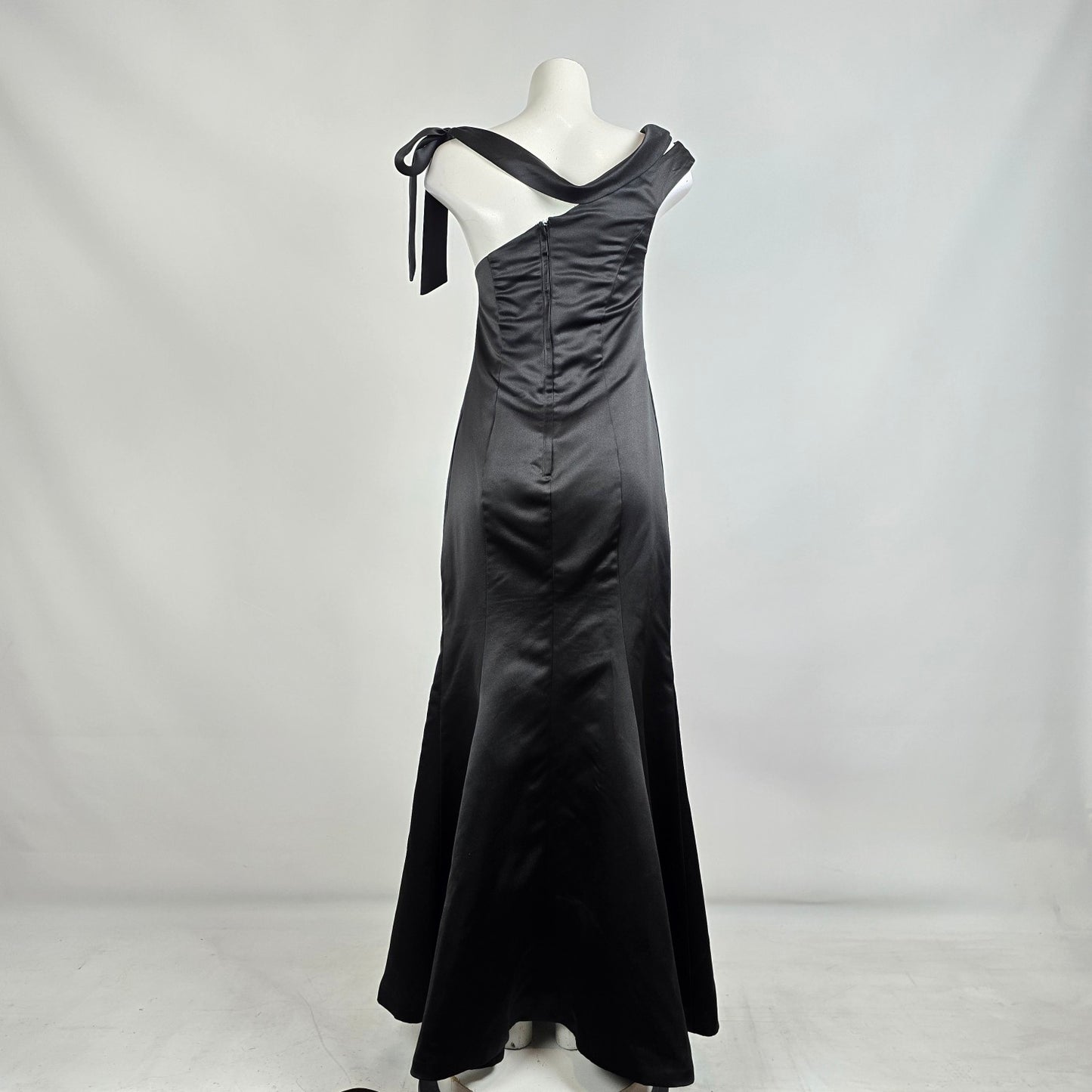 Light In The Box Black One Shoulder Bow Detail Long Gown Size S