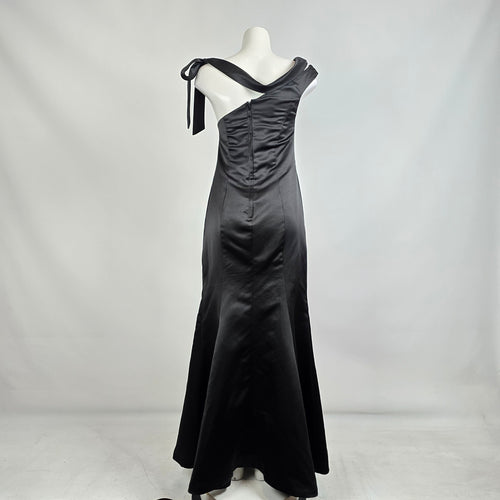 Light In The Box Black One Shoulder Bow Detail Long Gown Size S