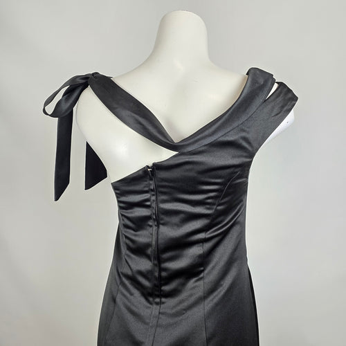 Light In The Box Black One Shoulder Bow Detail Long Gown Size S