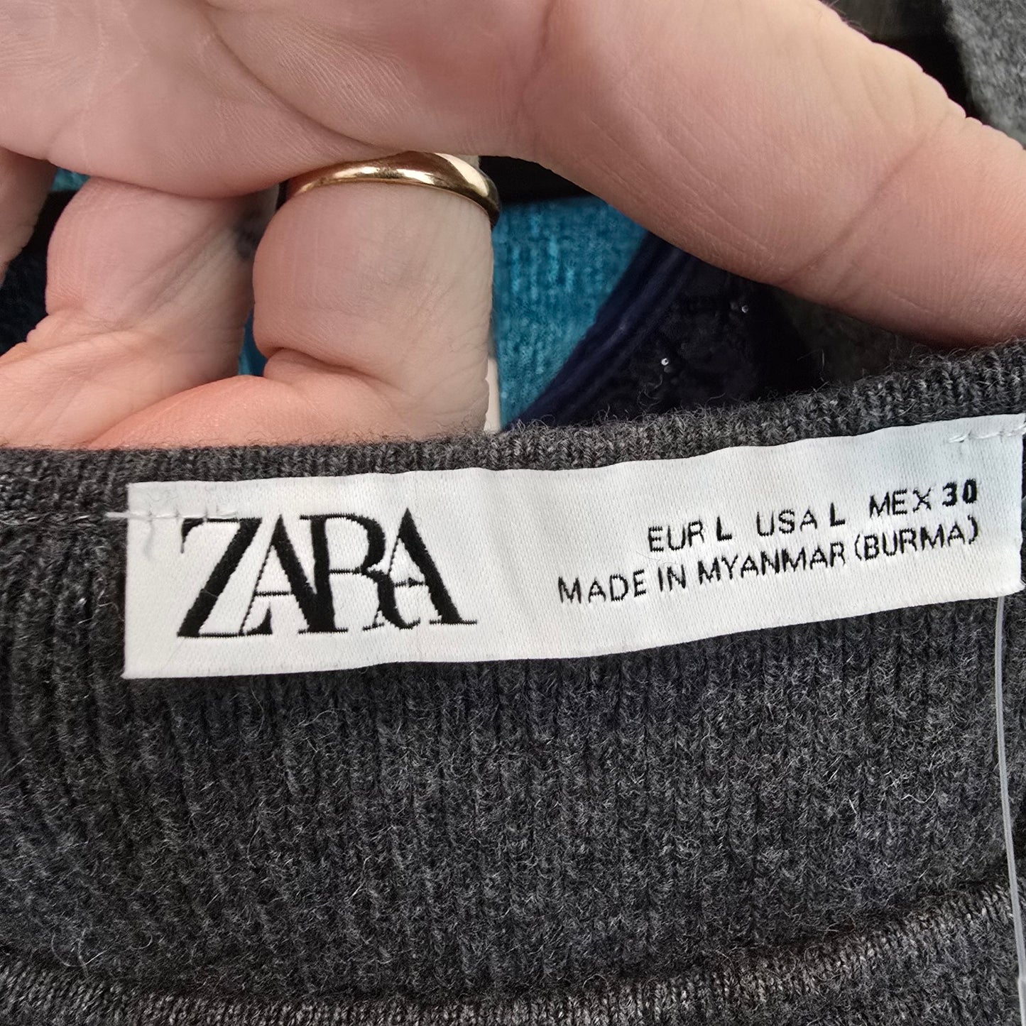 Zara Grey Knit Baloon Sleeve Wool Blend Maxi Dress Size L