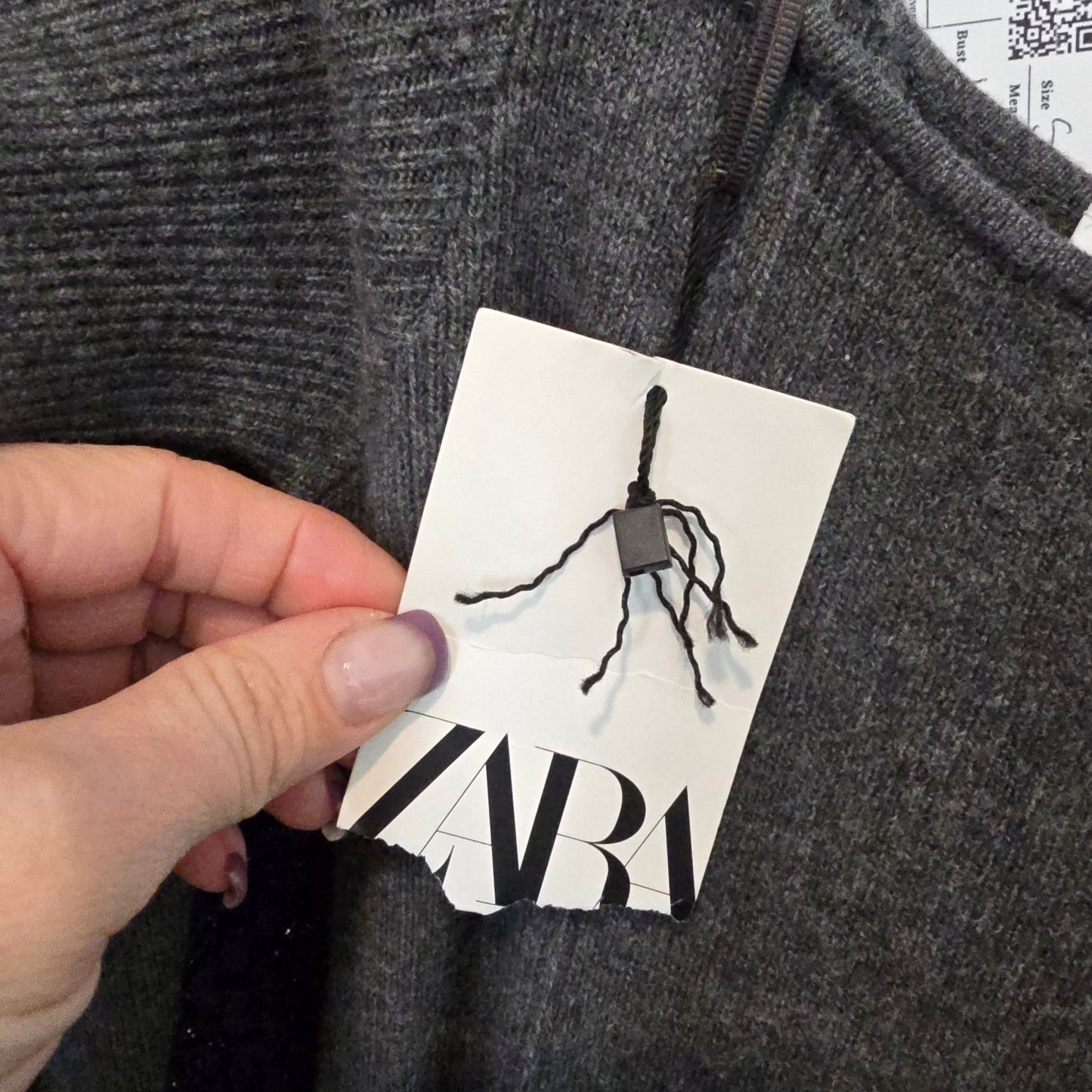 Zara Grey Knit Baloon Sleeve Wool Blend Maxi Dress Size L