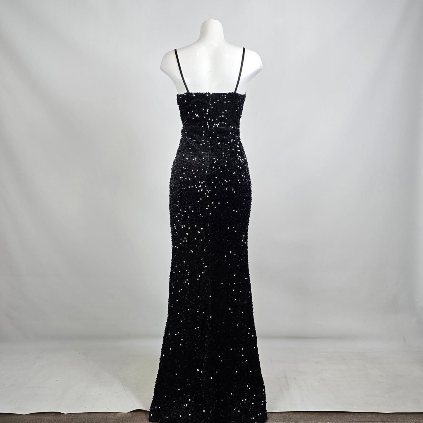 Ricarica Black Sequined High Slit Long Gown Size M