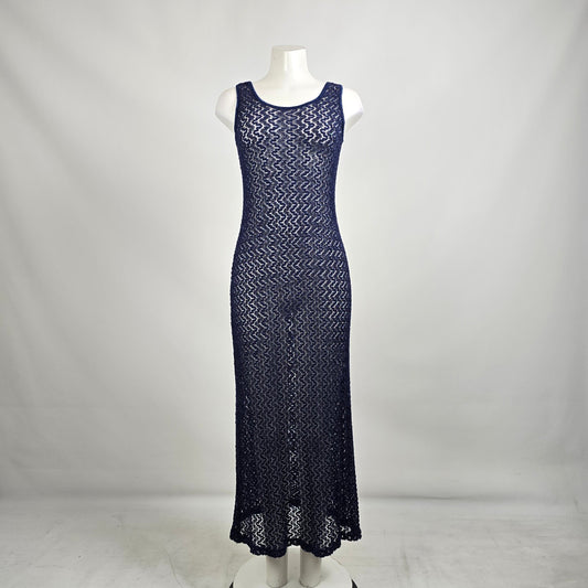 Navy Blue Lace Overlay Maxi Dress Size S/M