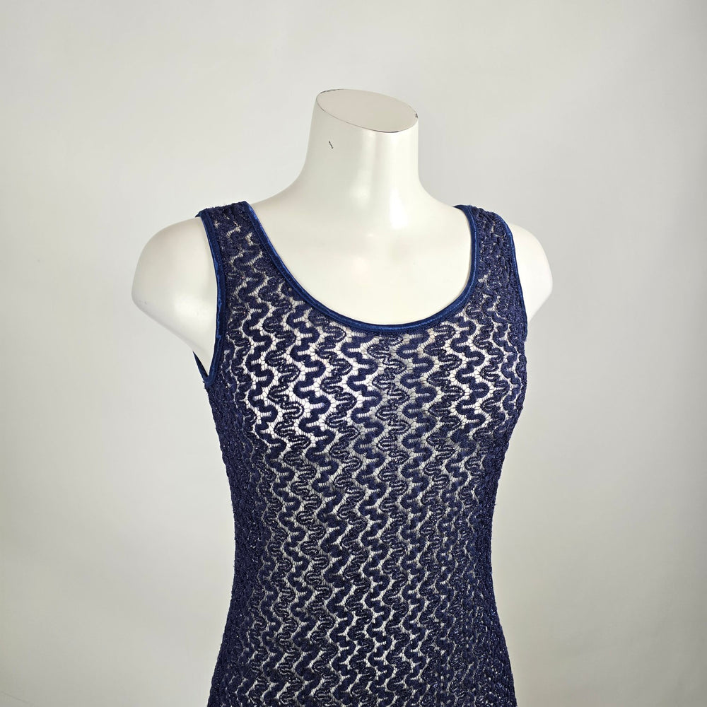 Navy Blue Lace Overlay Maxi Dress Size S/M