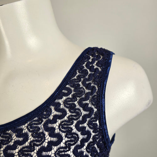 Navy Blue Lace Overlay Maxi Dress Size S/M
