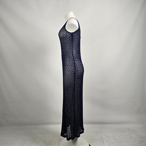 Navy Blue Lace Overlay Maxi Dress Size S/M
