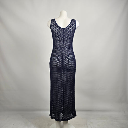 Navy Blue Lace Overlay Maxi Dress Size S/M