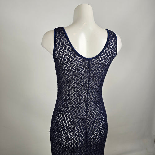 Navy Blue Lace Overlay Maxi Dress Size S/M