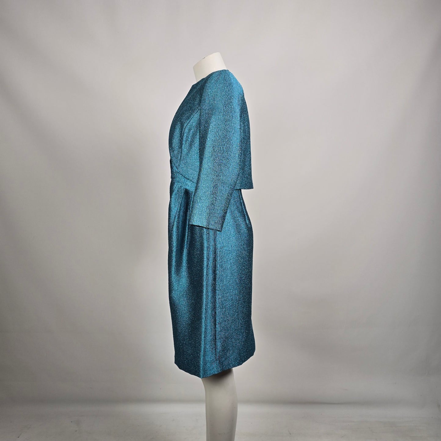 Precis Petite Blue Metallic Sheath Dress & Jacket Size 12