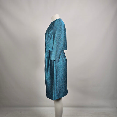 Precis Petite Blue Metallic Sheath Dress & Jacket Size 12