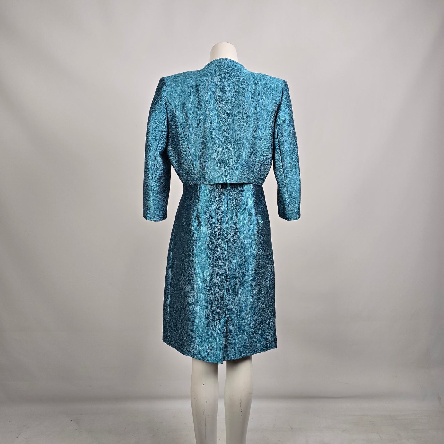 Precis Petite Blue Metallic Sheath Dress & Jacket Size 12