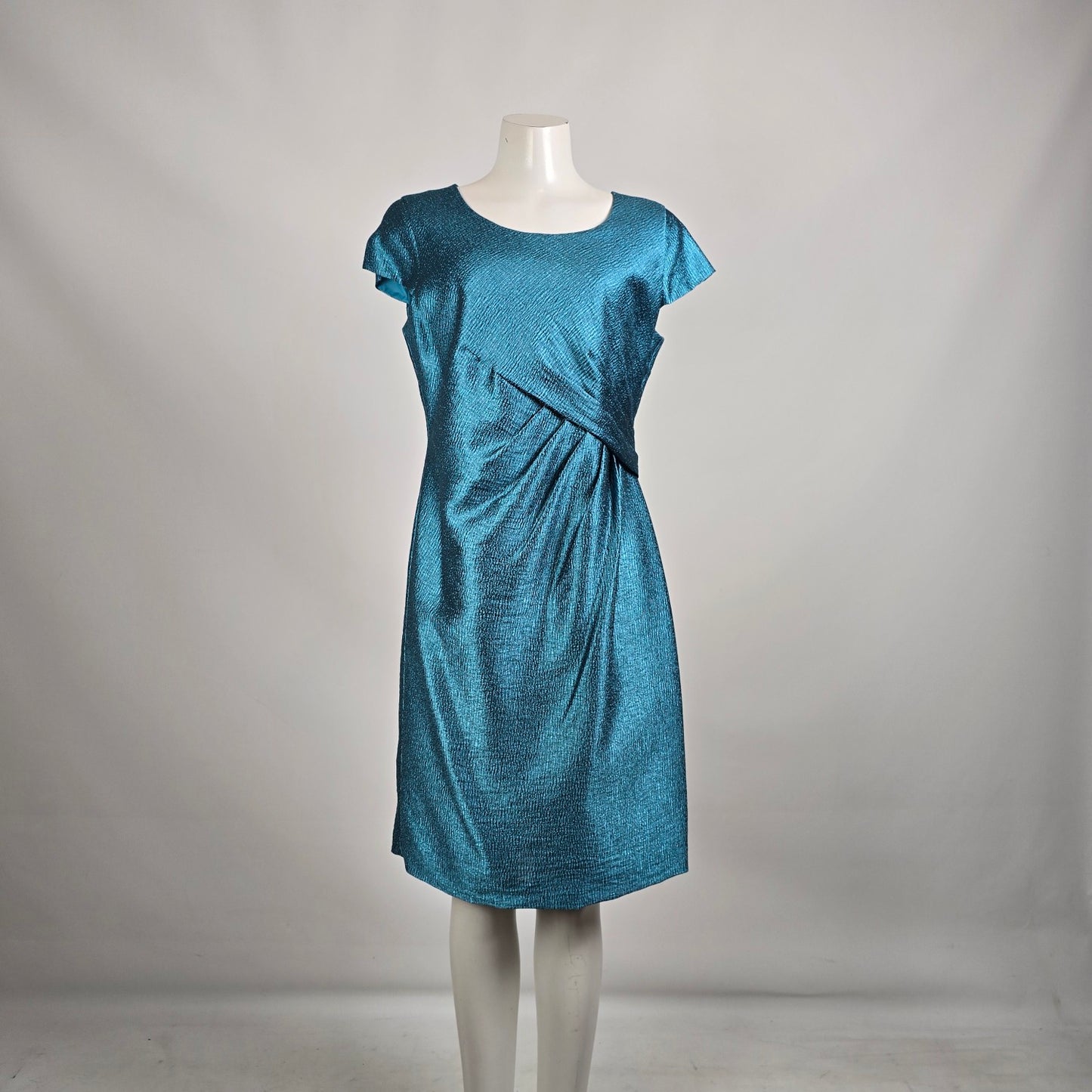 Precis Petite Blue Metallic Sheath Dress & Jacket Size 12