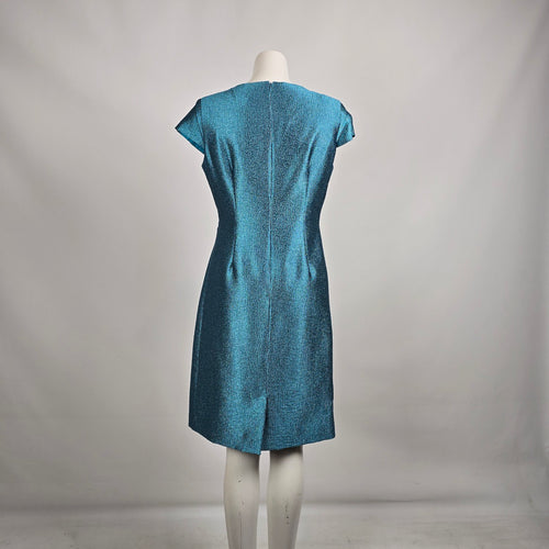 Precis Petite Blue Metallic Sheath Dress & Jacket Size 12