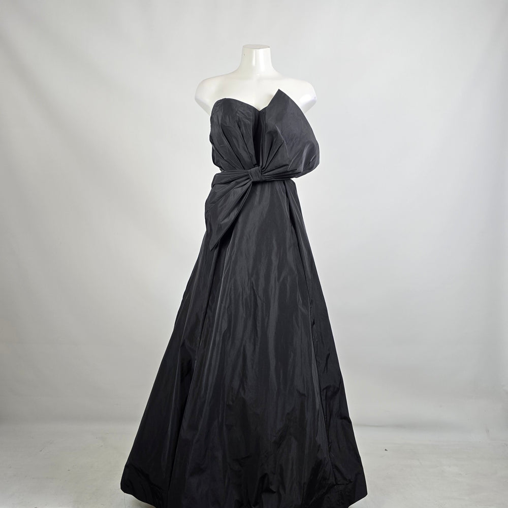 Donna Karan Black Strapless Bow Detail Event Gown Size 6