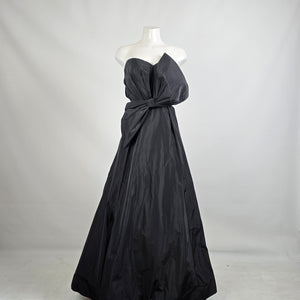 Donna Karan Black Strapless Bow Detail Event Gown Size 6