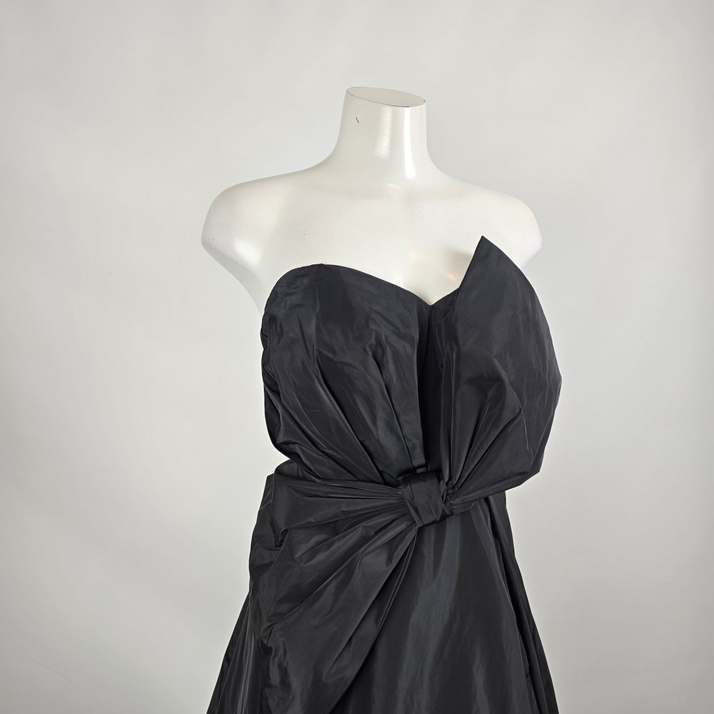 Donna Karan Black Strapless Bow Detail Event Gown Size 6