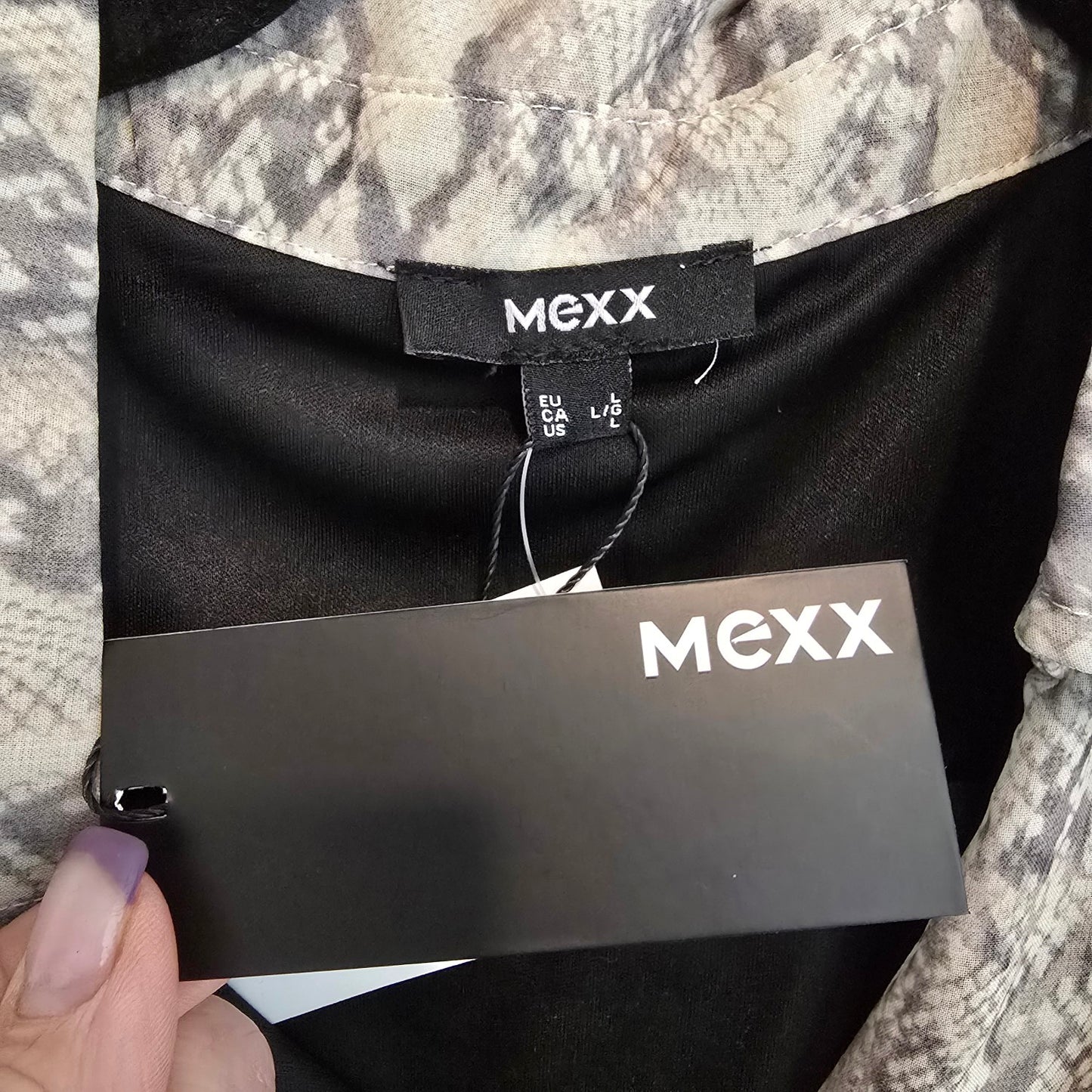 Mexx Reptile Print Collared Pleated Skirt Midi Dress Size L