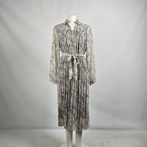 Mexx Reptile Print Collared Pleated Skirt Midi Dress Size L