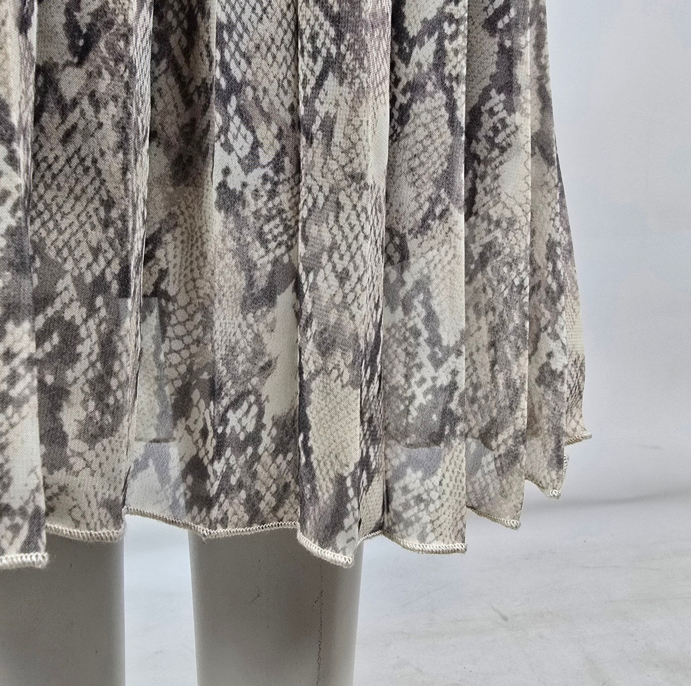 Mexx Reptile Print Collared Pleated Skirt Midi Dress Size L