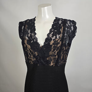 Frank Lyman Black Lace V Neck Dress Size 14