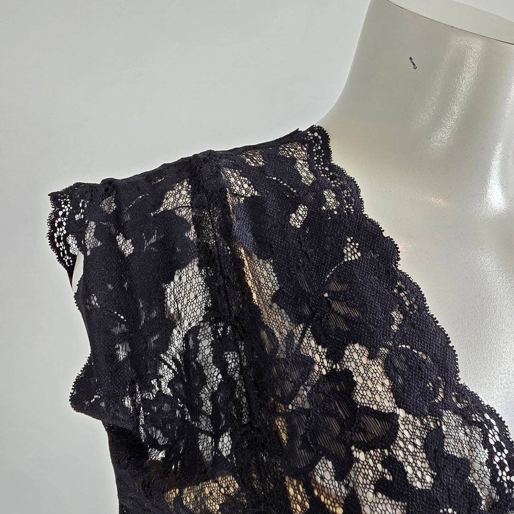 Frank Lyman Black Lace V Neck Dress Size 14