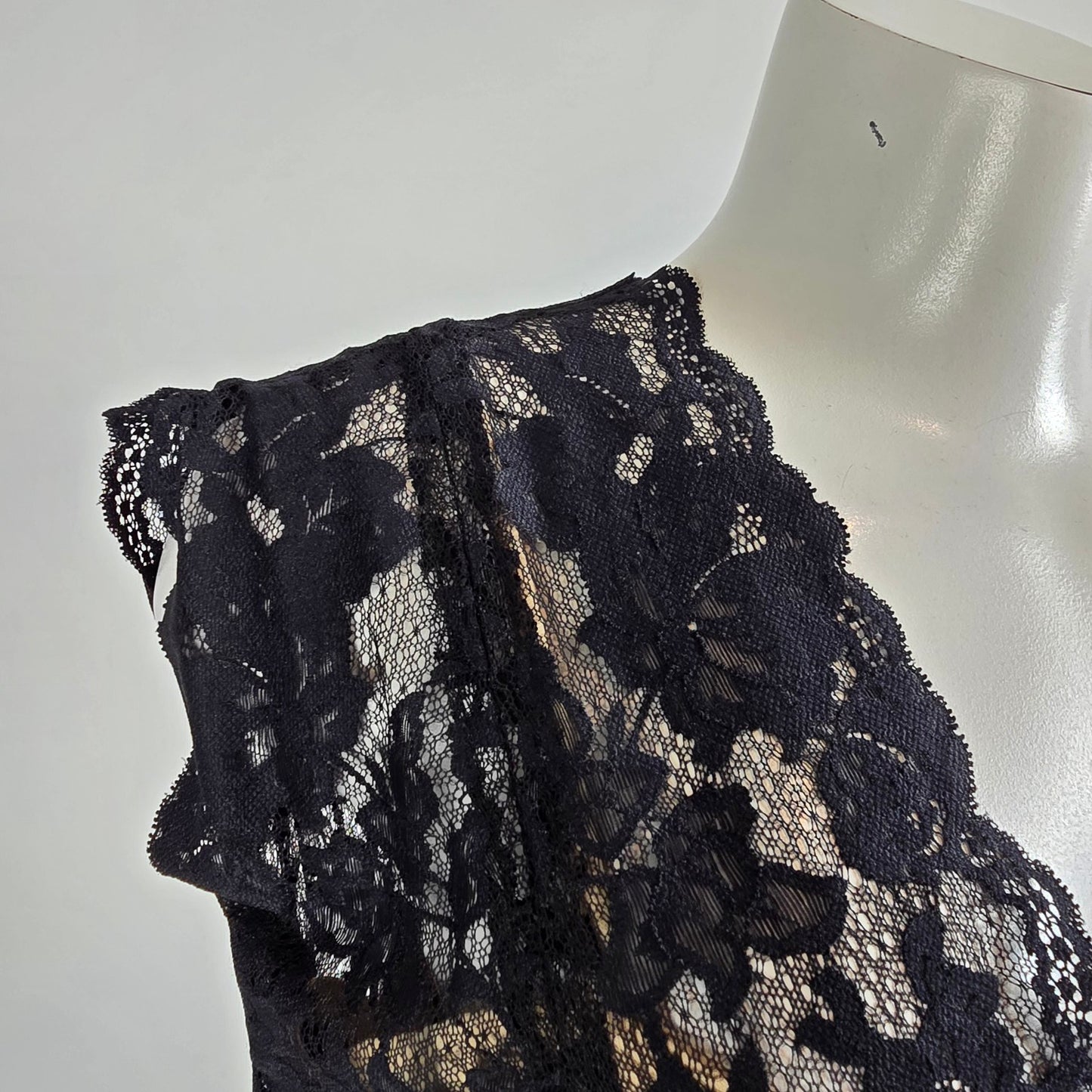 Frank Lyman Black Lace V Neck Dress Size 14