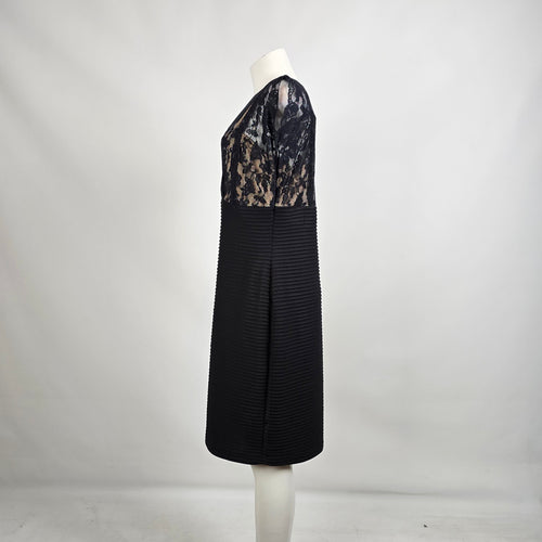 Frank Lyman Black Lace V Neck Dress Size 14