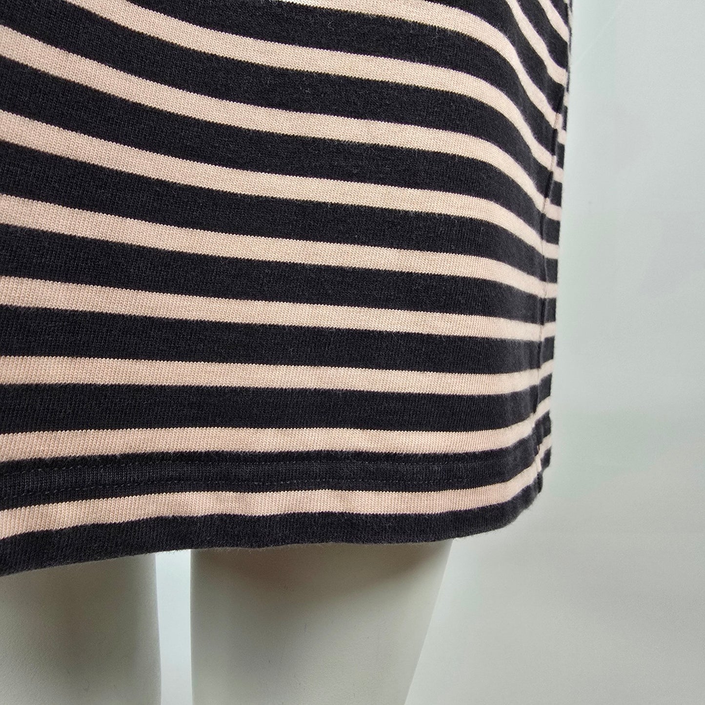 Tory Burch Cream & Black Stripped Cotton Shirt Dress Size XL