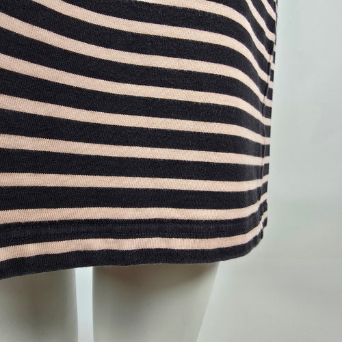 Tory Burch Cream & Black Stripped Cotton Shirt Dress Size XL