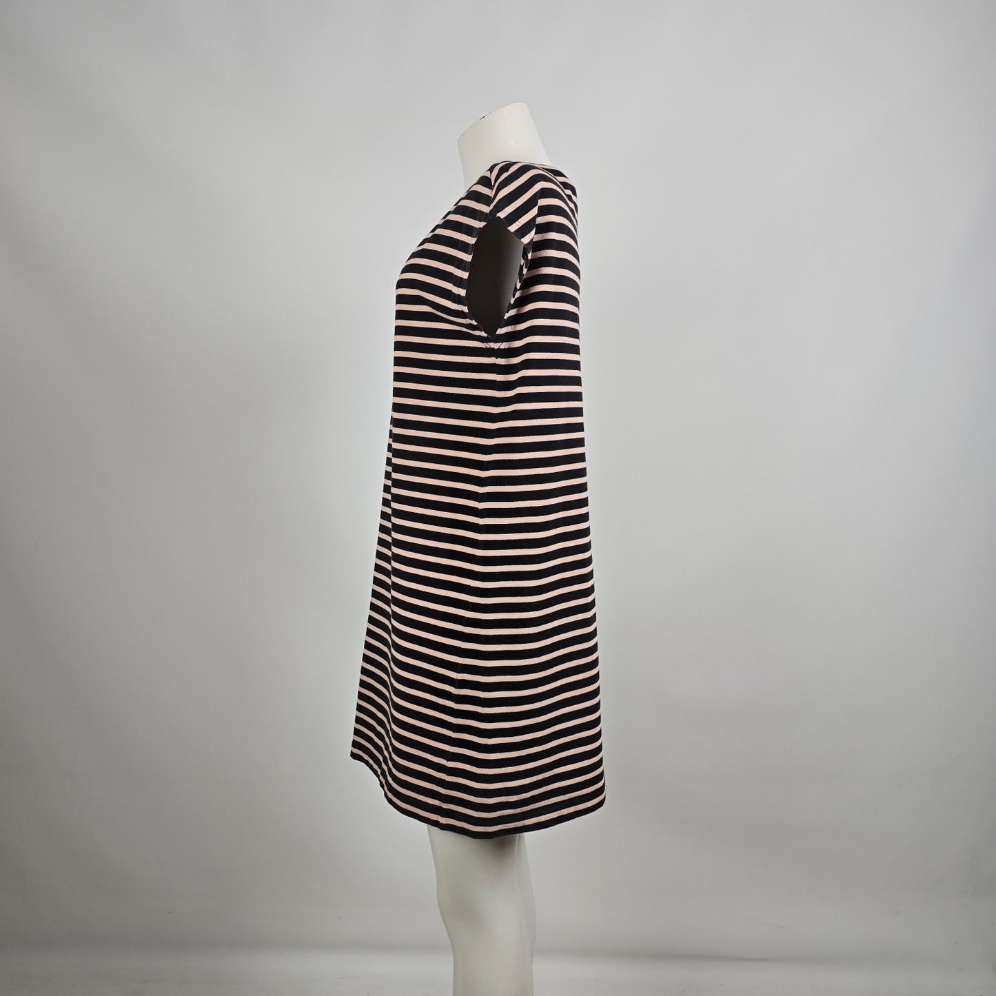 Tory Burch Cream & Black Stripped Cotton Shirt Dress Size XL