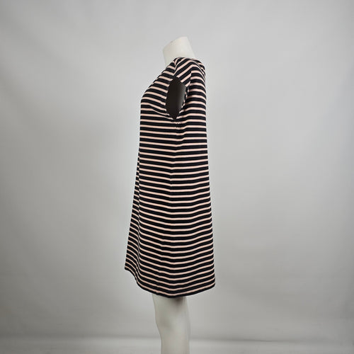 Tory Burch Cream & Black Stripped Cotton Shirt Dress Size XL