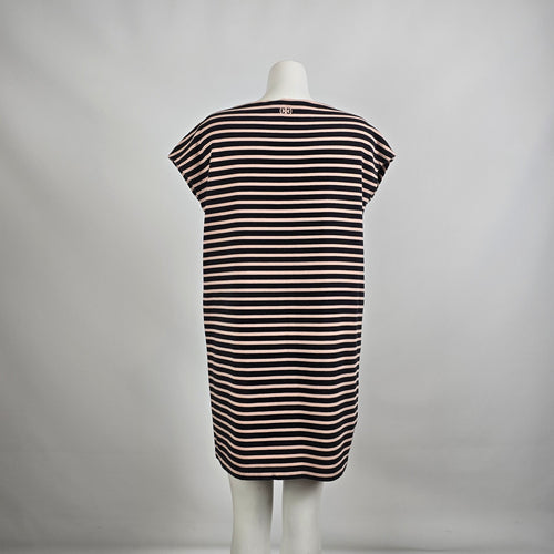 Tory Burch Cream & Black Stripped Cotton Shirt Dress Size XL
