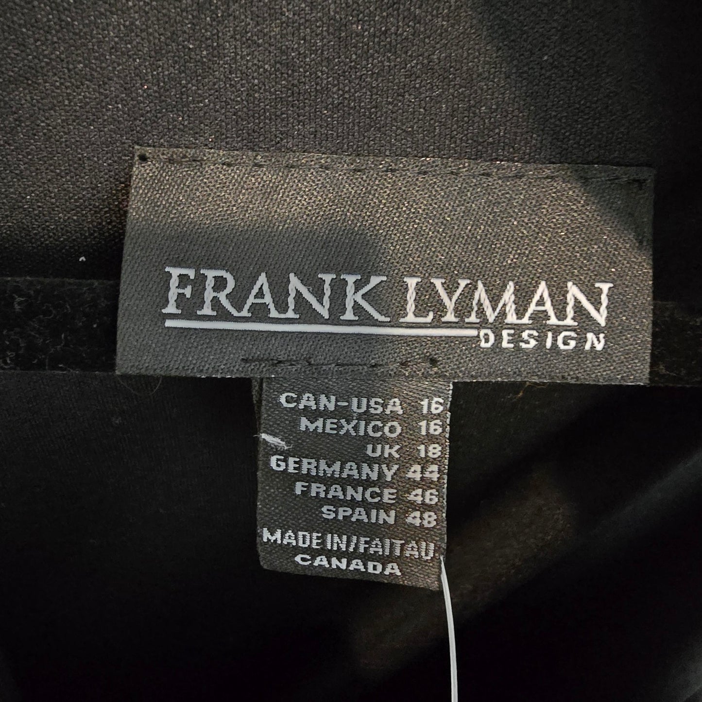 Frank Lyman Black Dress Size 16 Draped Sheath Cocktail Work Office Classic
