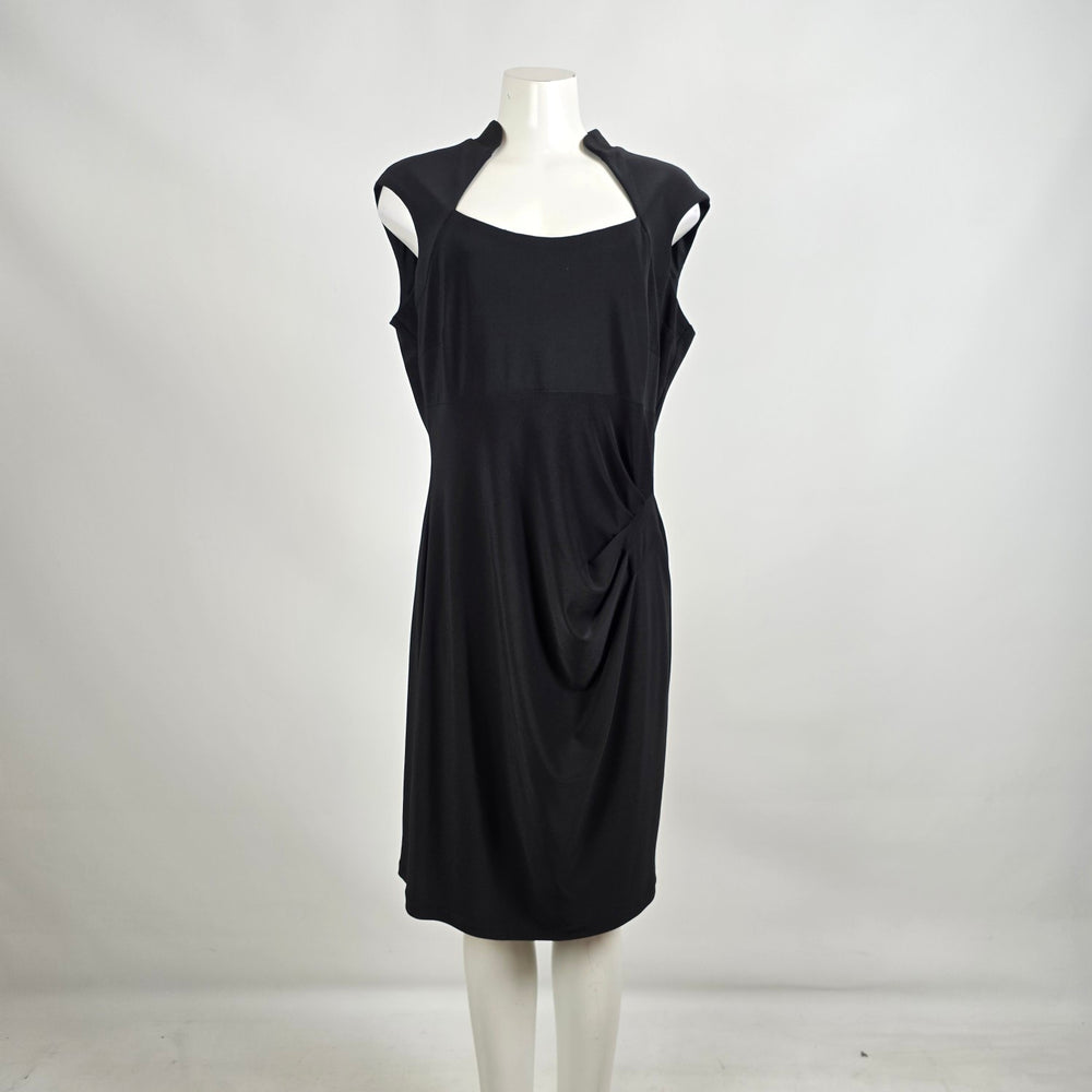 Frank Lyman Black Dress Size 16 Draped Sheath Cocktail Work Office Classic