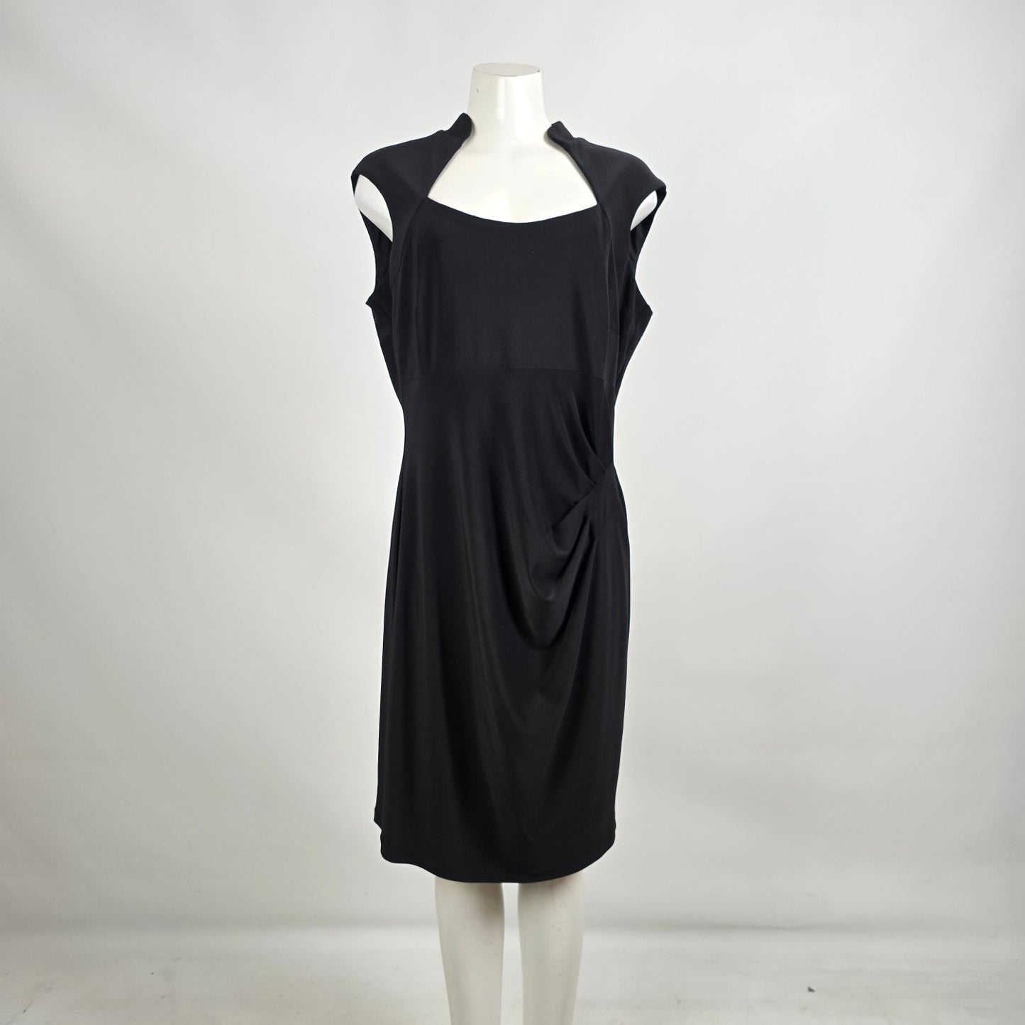Frank Lyman Black Dress Size 16 Draped Sheath Cocktail Work Office Classic