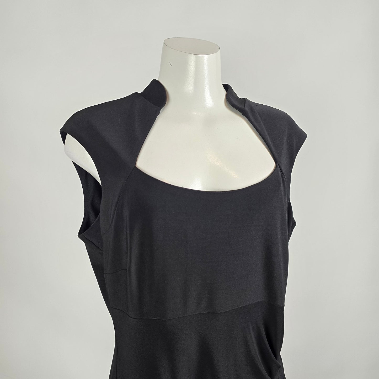 Frank Lyman Black Dress Size 16 Draped Sheath Cocktail Work Office Classic