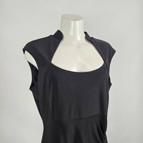 Frank Lyman Black Dress Size 16 Draped Sheath Cocktail Work Office Classic