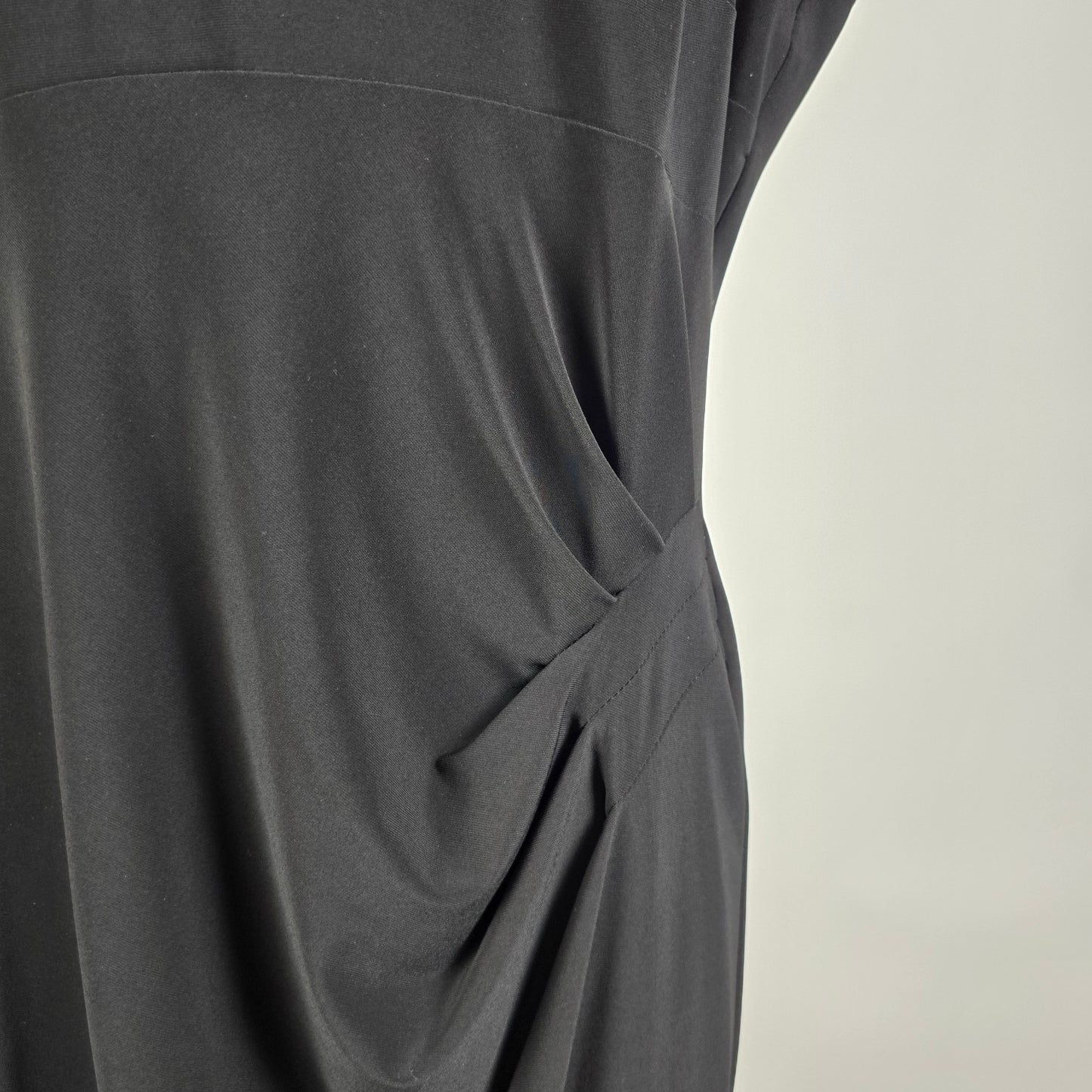 Frank Lyman Black Dress Size 16 Draped Sheath Cocktail Work Office Classic
