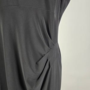 Frank Lyman Black Dress Size 16 Draped Sheath Cocktail Work Office Classic