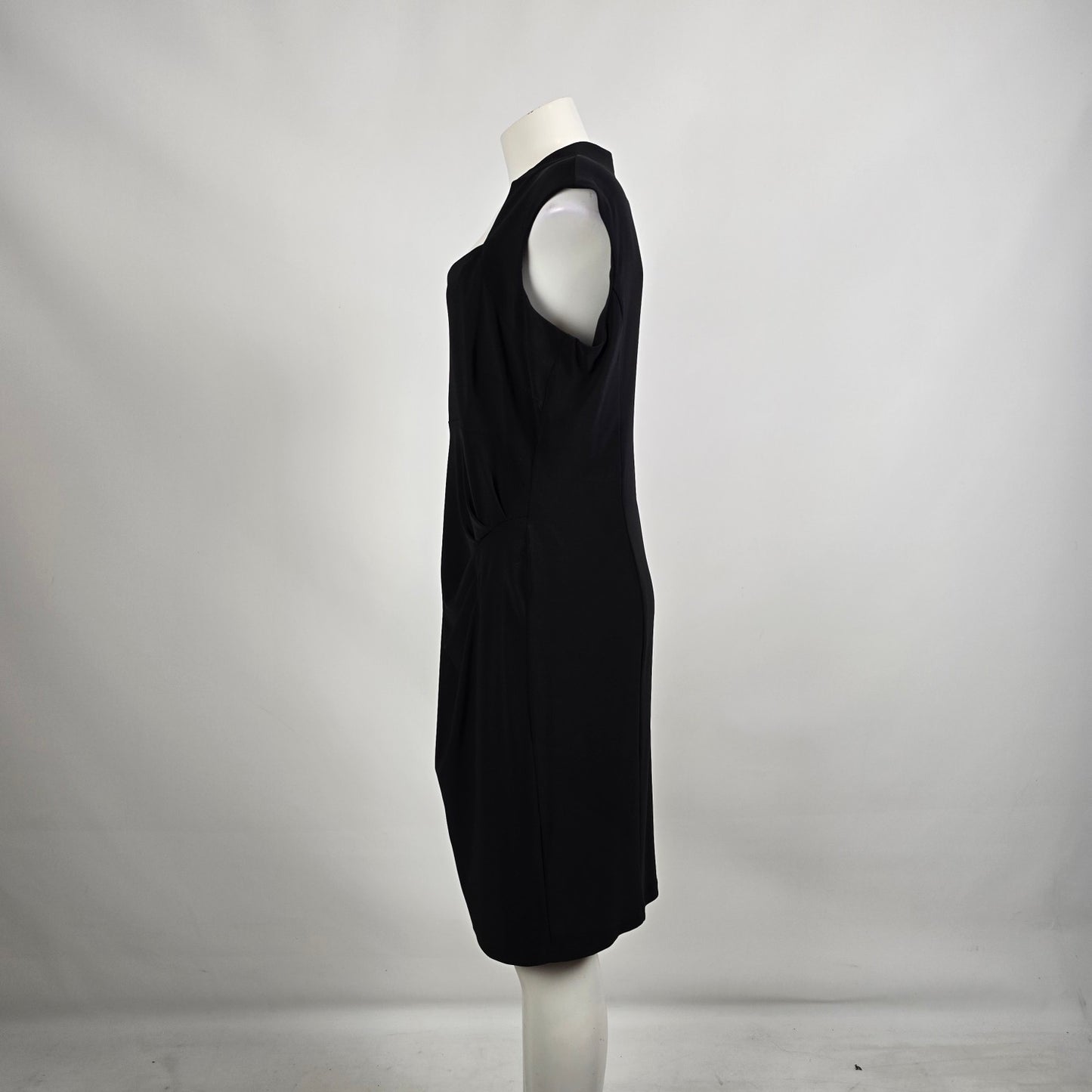 Frank Lyman Black Dress Size 16 Draped Sheath Cocktail Work Office Classic