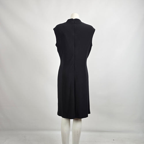 Frank Lyman Black Dress Size 16 Draped Sheath Cocktail Work Office Classic