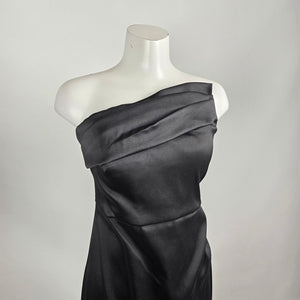 Donna Karen Black MIKADO Strapless High Slit Gown Size 6