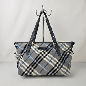 Burberry Blue Label Black Plaid Tote Bag Purse