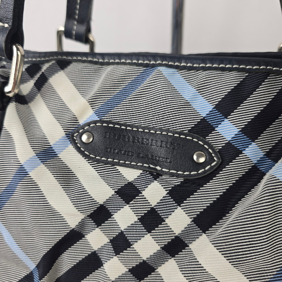 Burberry Blue Label Black Plaid Tote Bag Purse