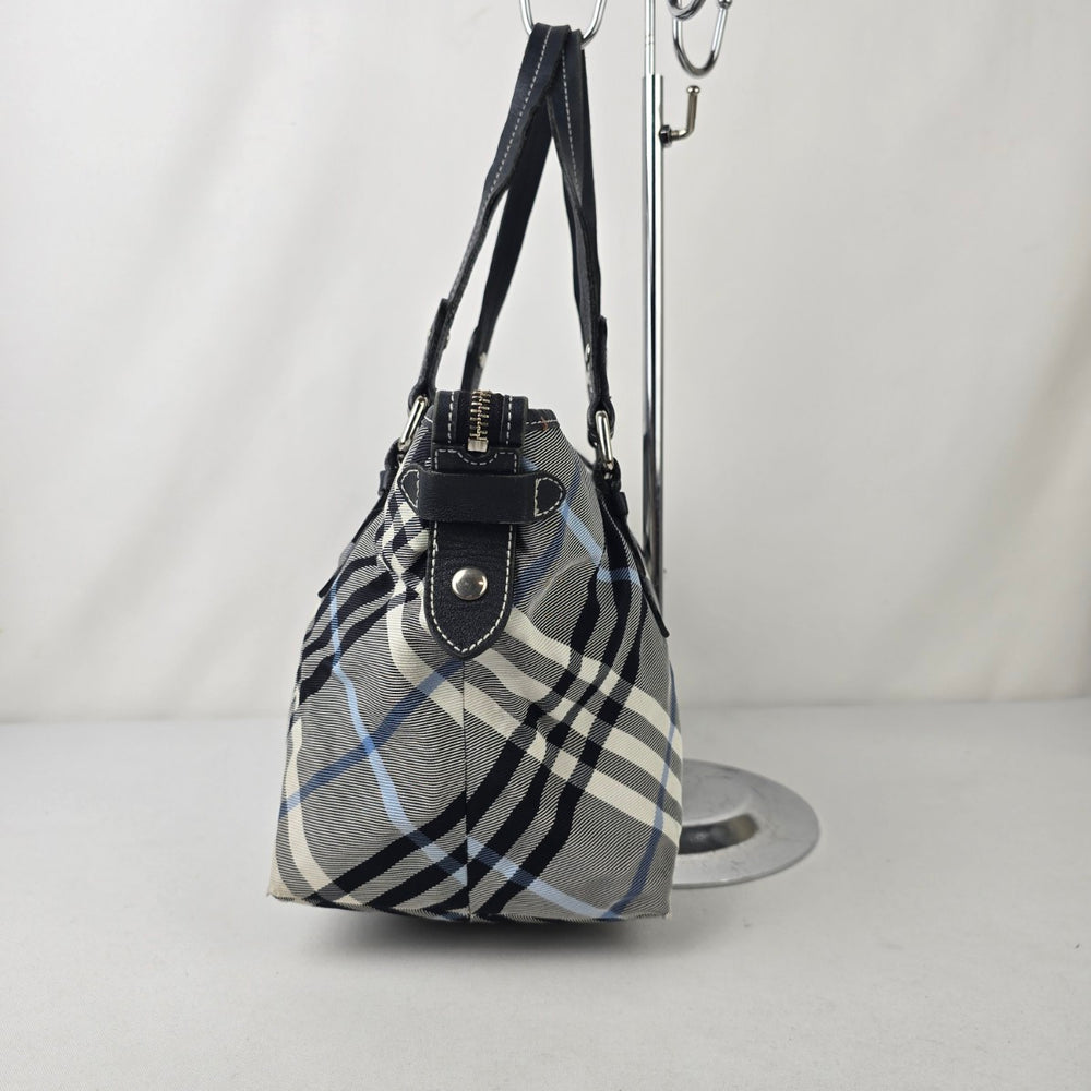 Burberry Blue Label Black Plaid Tote Bag Purse
