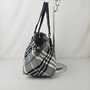 Burberry Blue Label Black Plaid Tote Bag Purse