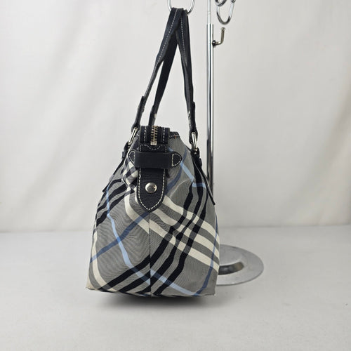 Burberry Blue Label Black Plaid Tote Bag Purse